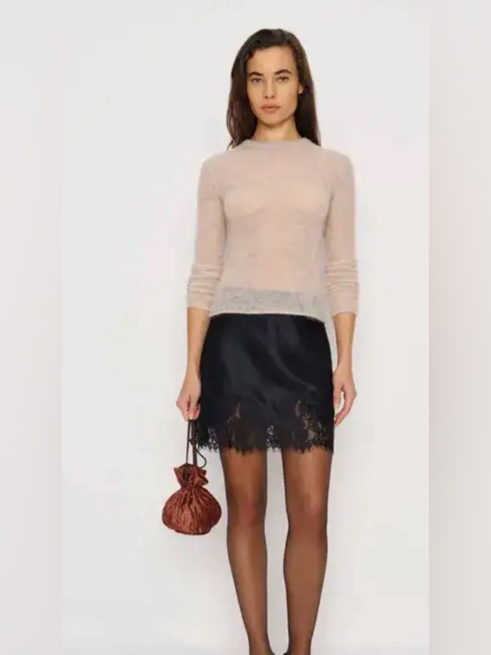Reformation Carolina Silk Mini Skirt in Black Size Large - Picture 2 of 8